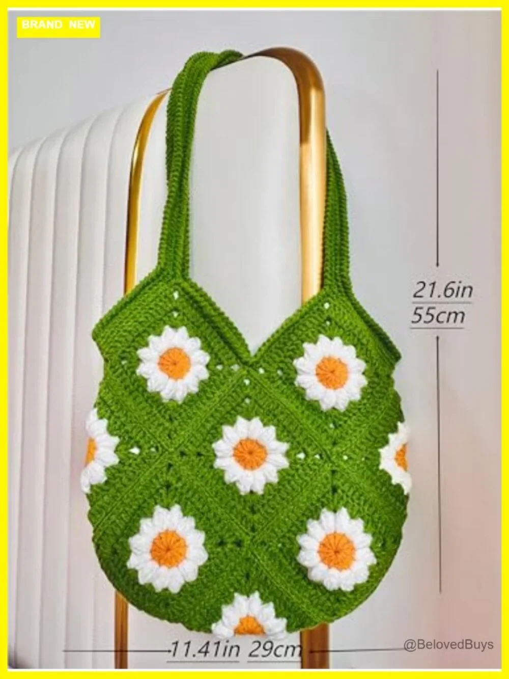 Handmade Crochet Daisy Tote Bag Hobo Shoulder Purse